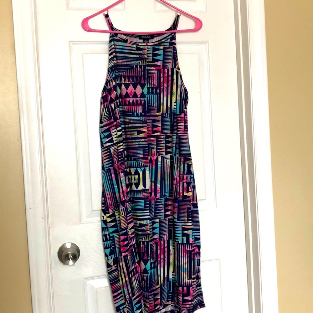 Multicolored midi dress.